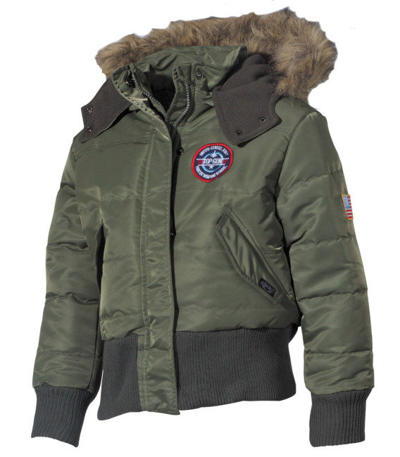 Veste polaire US, enfants, N2B, vert, capuche avec fourrure - Surplus militaire