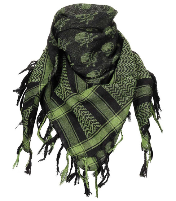 Écharpe "Shemagh", avec franges, vert-noir, crâne - Surplus militaire