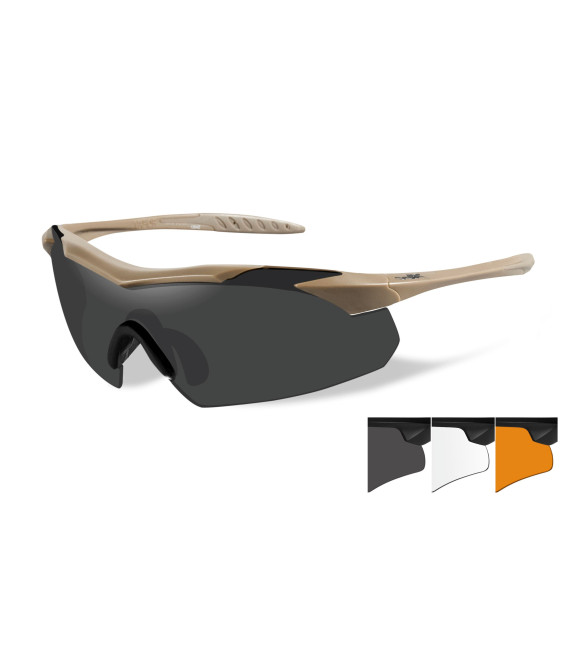 Lunettes de protection balistiques Vapor tan écrans fumé/incolore/orange