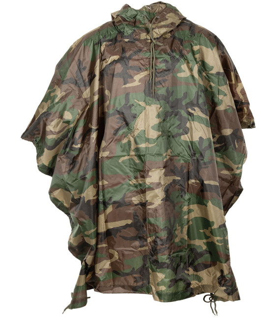 US Poncho, Rip stop, woodland, taille:144 x 223 cm - Surplus militaire