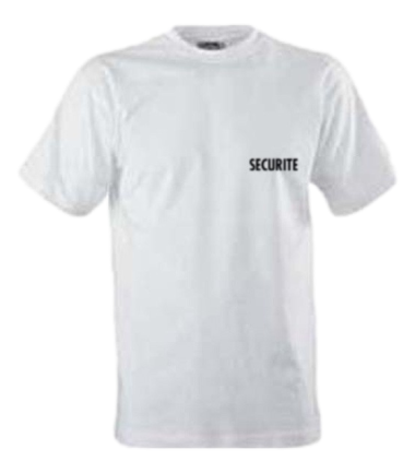 T-shirt Sécurité blanc, imprimé
