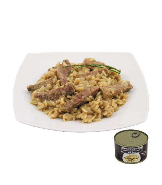 L'émincé de buf avec riz, pleine conserve,400 g - Surplus militaire