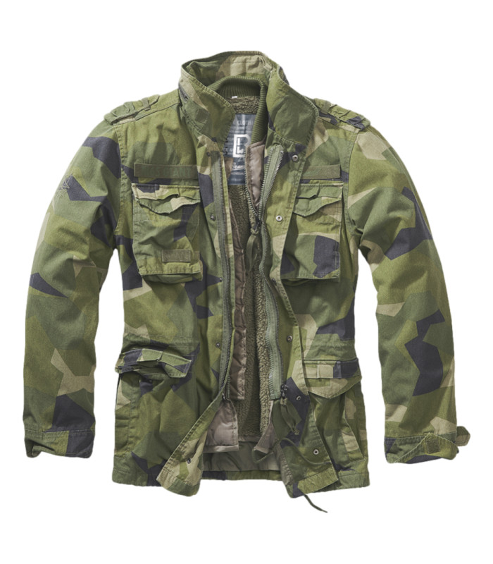 Veste militaire pour homme en denim rétro cargo avec plusieurs poches et motif camouflage, Kaki camouflage, Large
