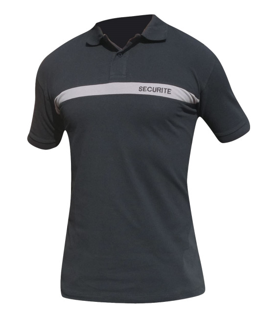 Polo T-shirt Sécurité noir avec bande grise - Surplus militaire