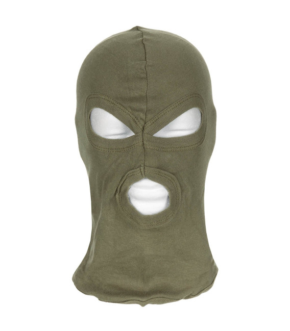 Cagoule Balaclava, 3 trous, souple, kaki, 100% coton - Surplus militaire