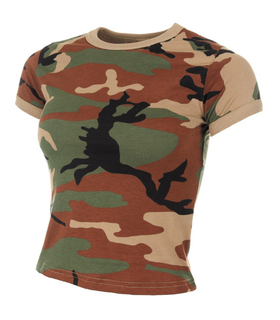 T-shirt femme Camouflage Woodland militaire - Surplus militaire