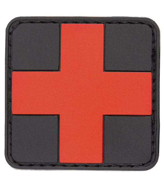 Insigne velcro First Aid noir rouge 3D 5 x 5 cm