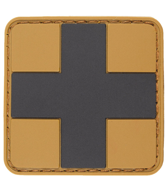 Insigne velcro First Aid coyote noir 3D 5 x 5 cm