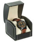 Montre aviateur FLIEGER bracelet en cuir brun