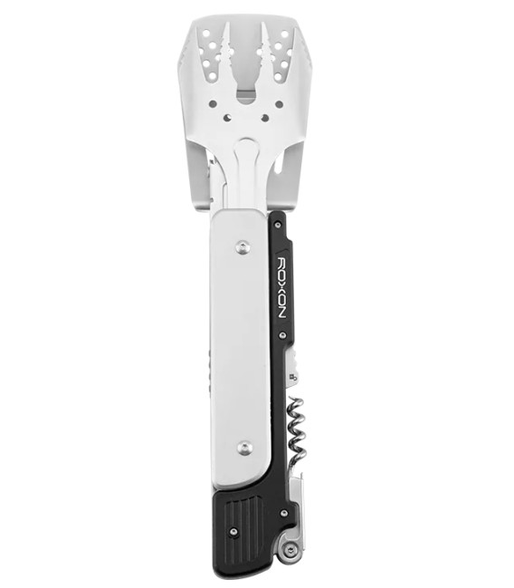 Set Utensili Barbecue 6 In 1 ROXON MBT3: Spatola, Forchetta, Pinze, Coltello, Apribottiglie Pieghevole