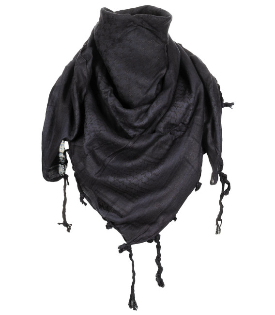 Écharpe Shemagh noir franges 110 x 110 cm