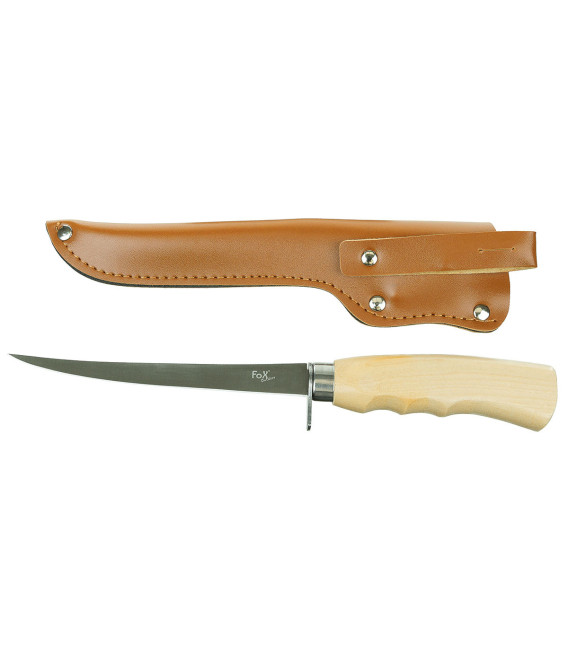 Couteau à filet classique manche en bois de bouleau fourreau PVC