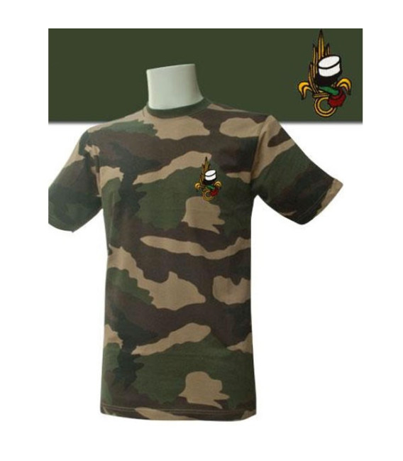 Tee shirt manches courtes camouflage brode legion