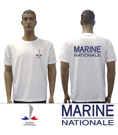 T-shirt felin blanc marine nationale : blanc