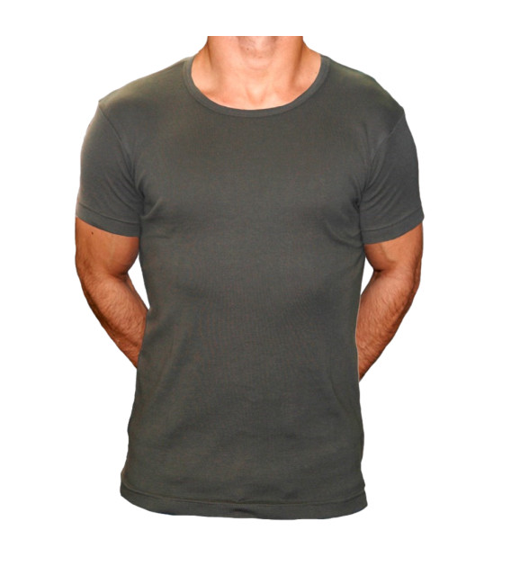 Tee shirt slim vert cote 1x1 : sans marquage