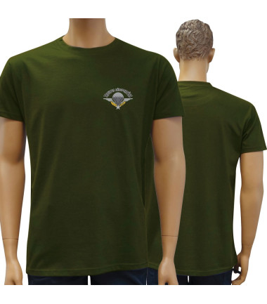 Tee shirt manches courtes vert serigraphie para