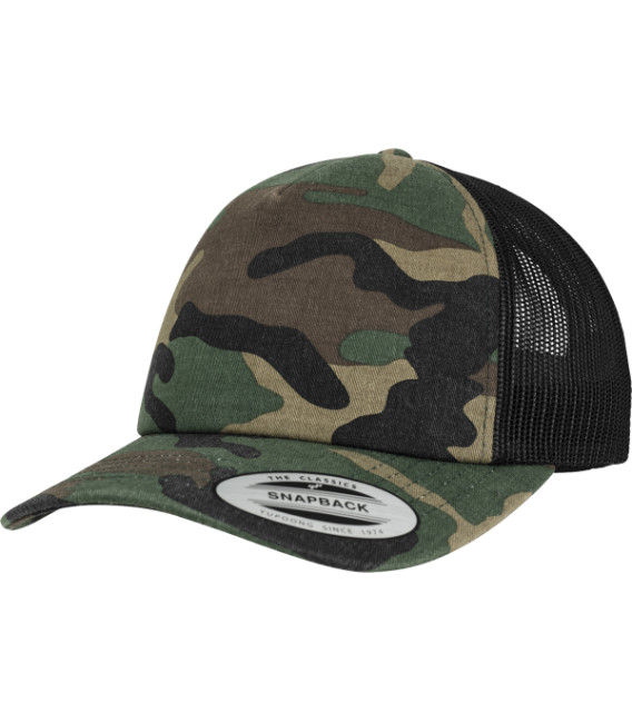Casquette camionneur bicolore woodland/noir