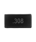 Patch calibre .308 brodé gris sur tissu noir