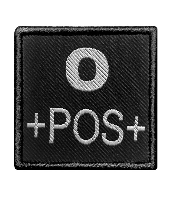 Groupe sanguin O positif brodé sur tissu noir
