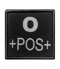 Groupe sanguin O positif brodé sur tissu noir