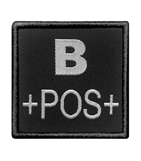 Groupe sanguin B positif brodé sur tissu noir