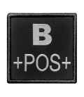 Groupe sanguin B positif brodé sur tissu noir