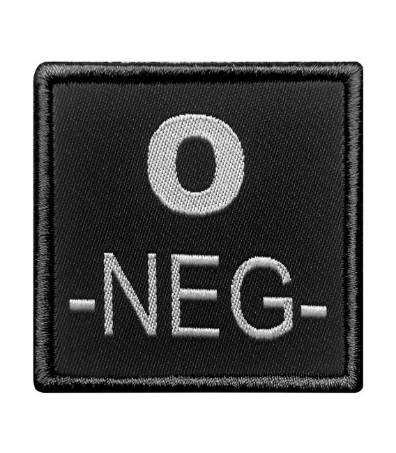 Groupe sanguin O négatif brodé sur tissu noir