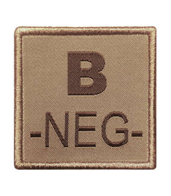 Groupe sanguin B négatif brodé sur tissu tan