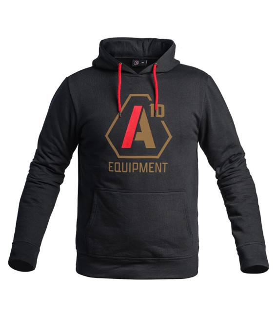 Hoodie A10 noir logos tan / rouge