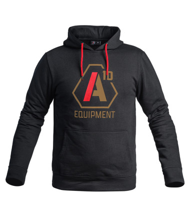 Hoodie A10 noir logos tan / rouge