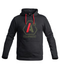 Hoodie A10 noir logos vert olive / rouge