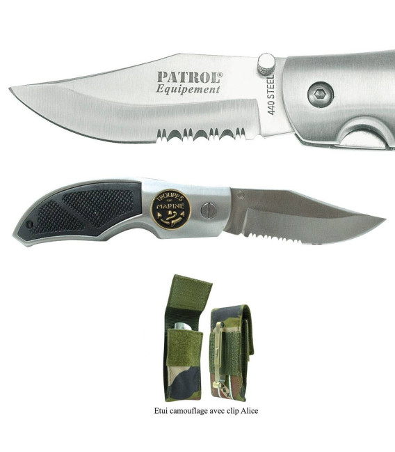 Couteau rangers badge troupes de marine : etui cam