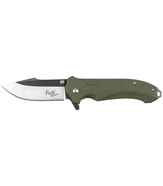 Couteau pliant, manche G10, kaki, clip ceinture, une main - Surplus militaire