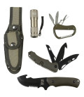 Set couteau avec LED et gaine en nylon, kaki - Surplus militaire