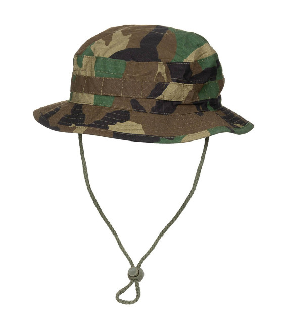 Chapeau de brousse GB SF, Rip Stop, bande menton, woodland - Surplus militaire