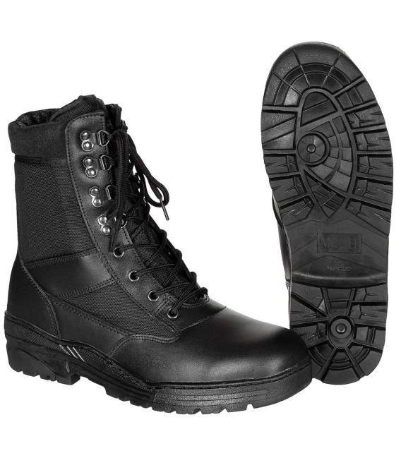 Bottes "Security", noir, 8 trous, semelle en caoutchouc - Surplus militaire