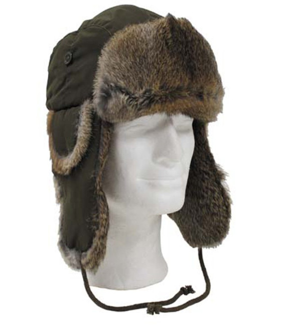 Chapka kaki vert armée avec fourrure - Surplus militaire