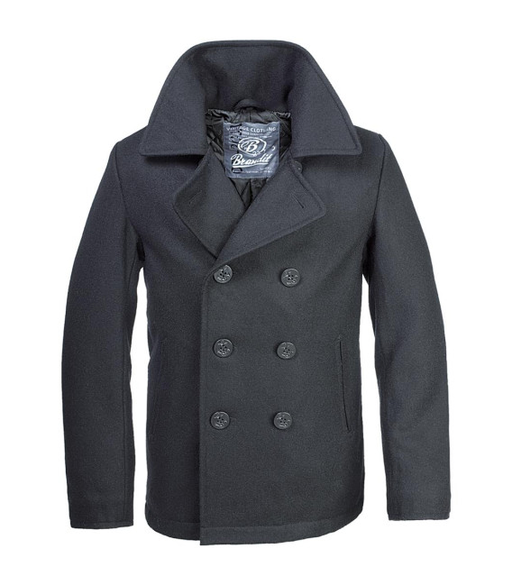 Manteau laine Brandit Pea Noir - Surplus militaire