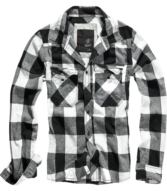 Chemise Brandit à carreaux Blanc / Noir - Surplus militaire