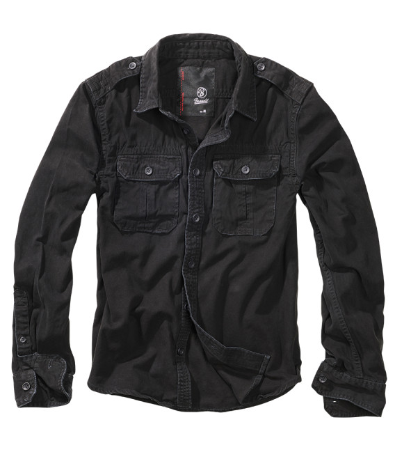 Chemise Vintage Brandit manches longues Noir - Surplus militaire