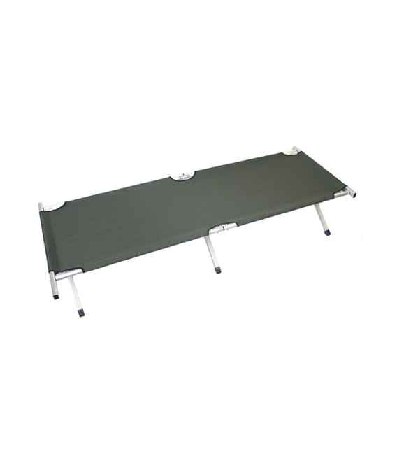 Lit de camp portefeuille aluminium Kaki + Sac - Surplus militaire