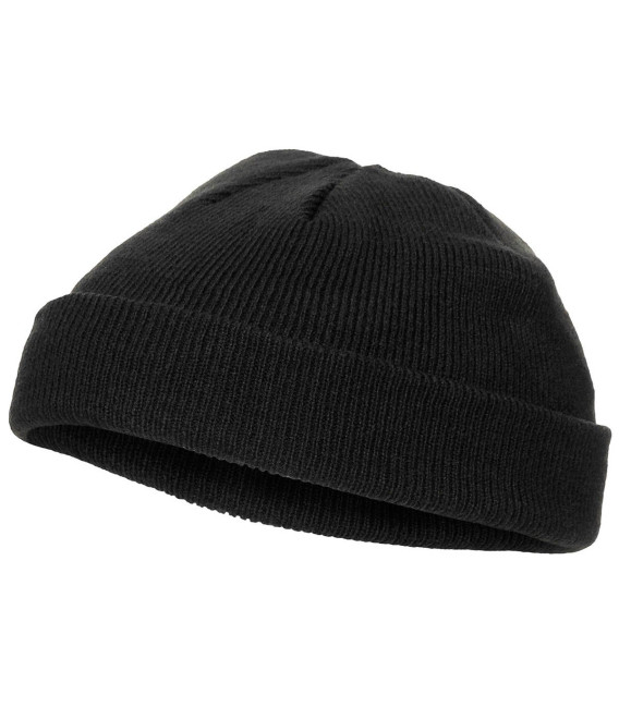 Bonnet, noir, acrylique, extra court, cousu fin - Surplus militaire