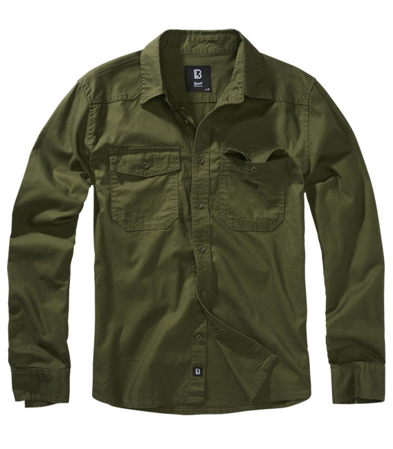 Chemise flanelle à manches longues Kaki Brandit