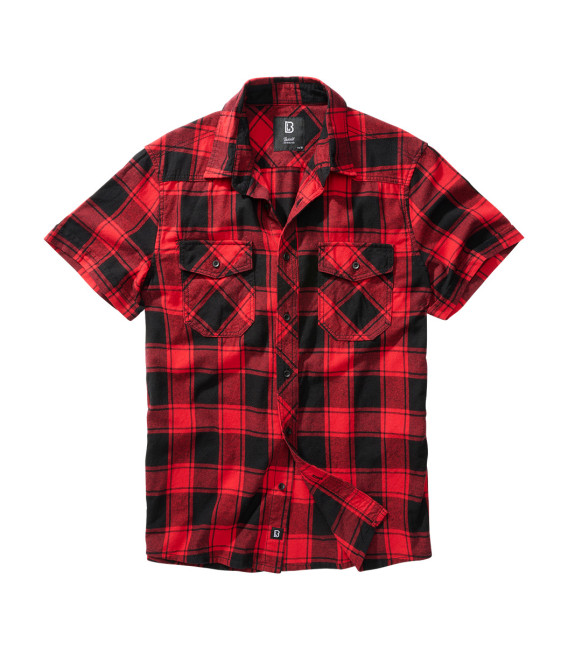 Chemise à carreaux manches mi-longues Brandit Noir et rouge