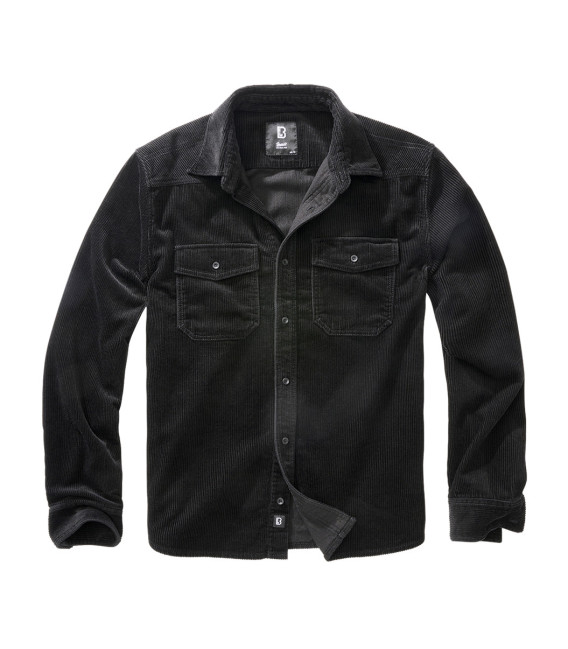 Chemise classique en velours côtelé à manches longues Brandit Noire