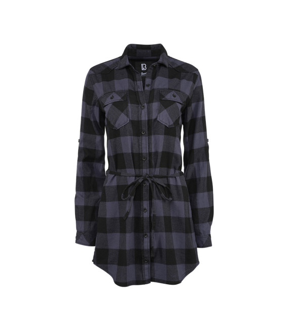 Chemise longue femme Lucy Brandit Noire et grise