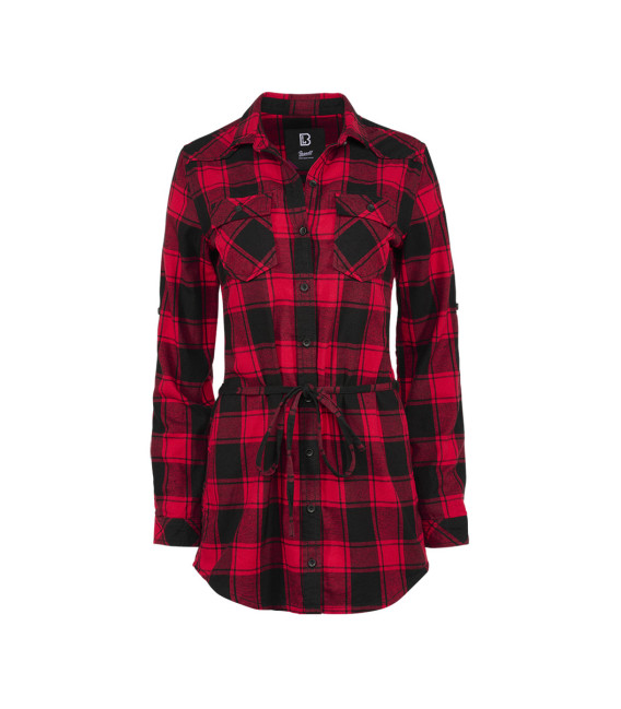 Chemise longue femme Lucy Brandit Noire et rouge