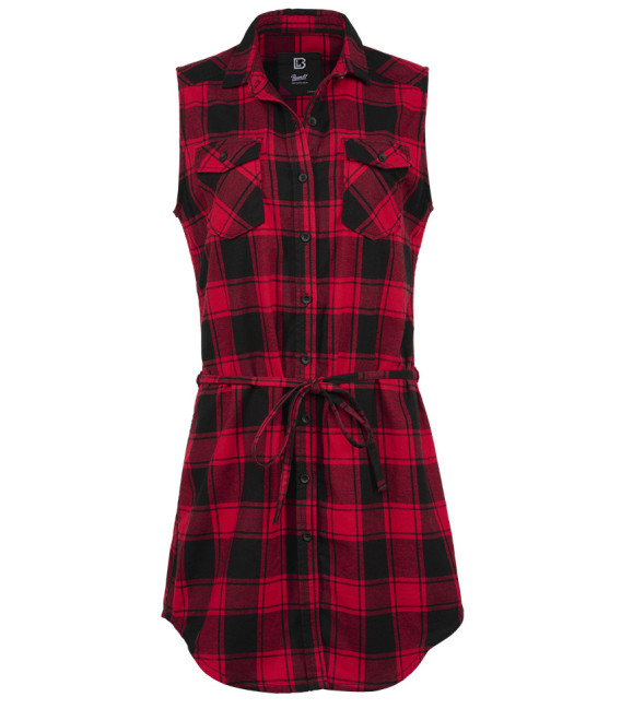 Chemise longue femme Gracey Brandit Noire et rouge