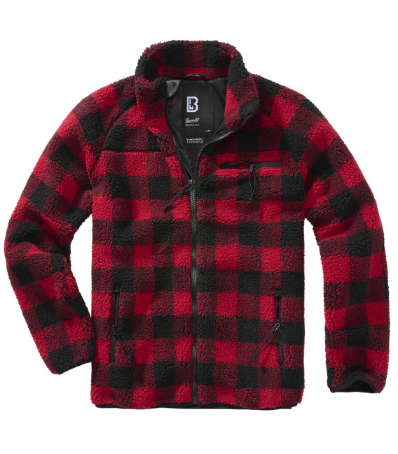 Veste polaire peluche Teddyfleece Jacket Brandit Noir et Rouge