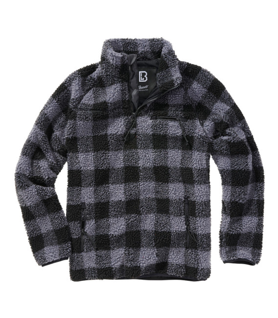 Sweat polaire en peluche Teddyfleece Troyer noir et gris Brandit